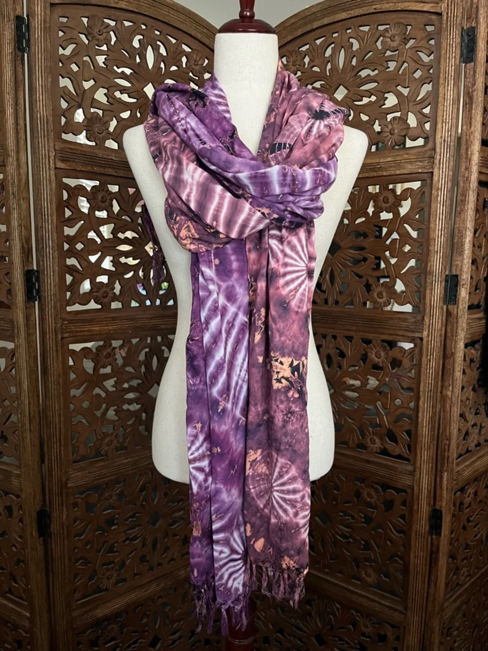 Darn Good Yarn - Lot of 2 Scarves - Tie Dye Scarf Shawl Wrap